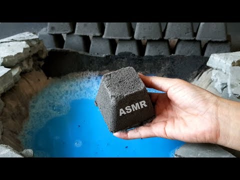 ASMR : Crumbling Cement Charcoal Blocks in Fin Fin Pool #277
