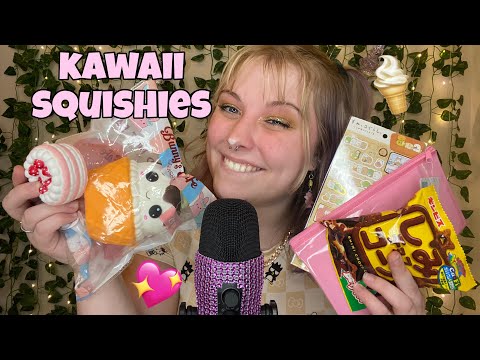 ASMR opening four kawaii mystery grab bags! lots of sanrio, kirby, and bakery items!