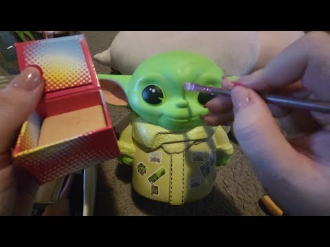 ASMR- Doing Baby Yoda Makeup- Makeup Application (Rambling Whispers) Lofi Makeup