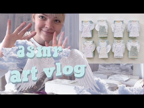 ASMR lo-fi art vlog ☁️ making 40 angels (fabric cutting, gluing, button sounds, etc.)