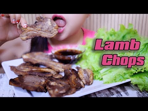 ASMR Grilled Lamb Chops , chewy EATING SOUNDS | LINH-ASMR