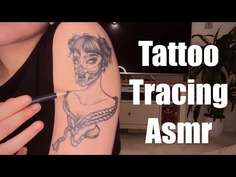 Asmr tattoo tracing! with whispering, mouth sounds and layered triggers