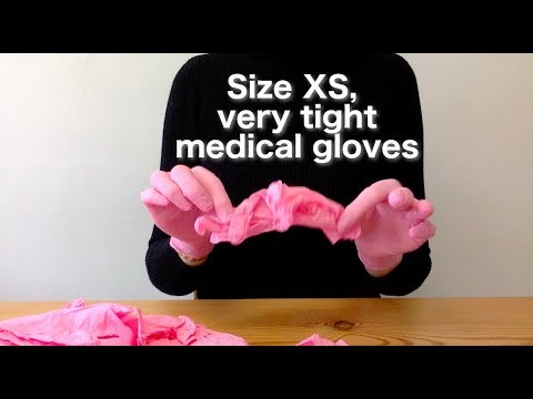 ASMR Mummy Opening Medical  Size XS Extra Small Pink Nitrile Latex Rubber Gloves Very Tight