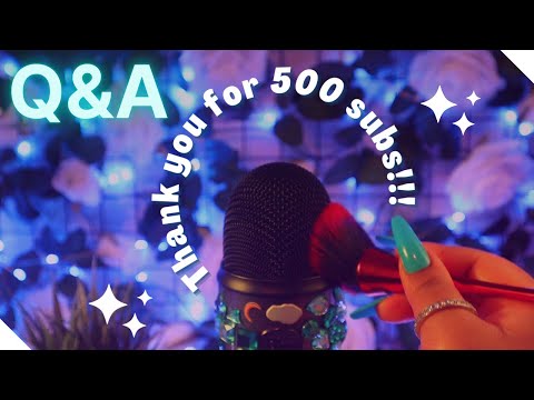ASMR 🦋 Q&A Thank you for 500 Subscribers!!! - Mic Brushing Without Cover 🦋