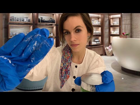 [ASMR] Spa Treatment Facial - Face Touching & Hand movements - Glove & Lotion Noises
