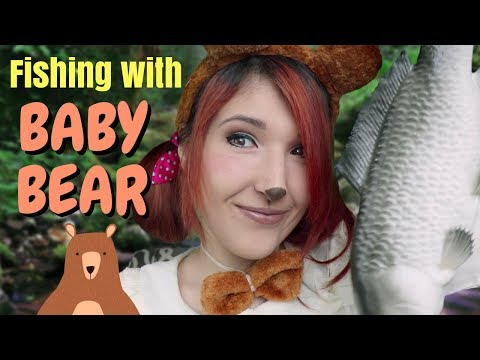 ASMR - BABY BEAR ~ Catching Fish w/ Your Bear Friend! | Water Sounds | Tapping | Mouth Sounds ~