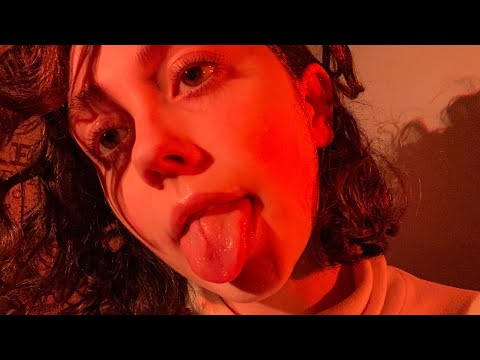 ASMR SOFT lens licking with biting, kisses, teeth chattering, and tongue swirls (wet mouth sounds)