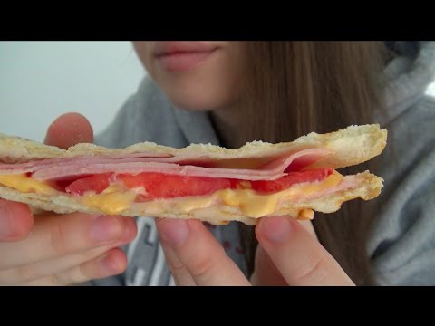 ASMR Whisper I Grilled Ham and Cheese Sandwich I Eating Sounds