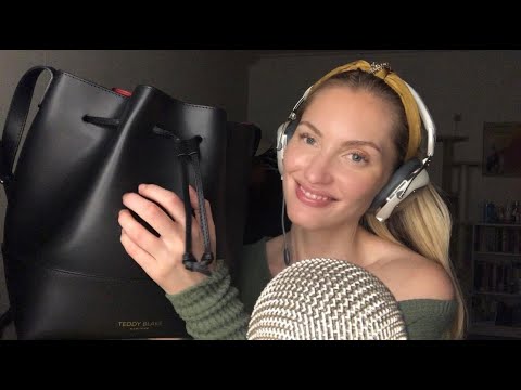 ASMR WHAT'S IN MY BAG? WHISPERS, STICKY TAPPING, ETC.