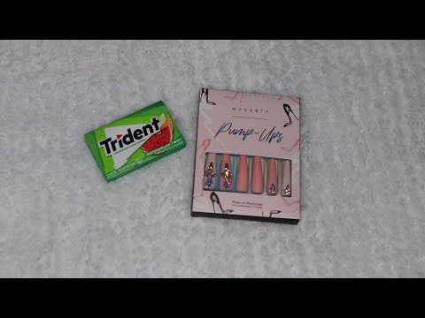 Makartt Pump-Ups Pink Crystal Press On Nails ASMR Manicure Chewing Gum