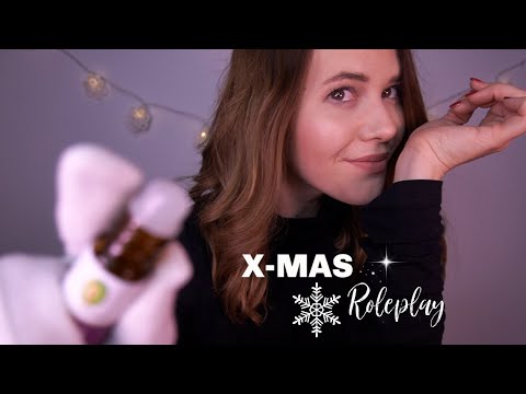 ASMR BEFORE X-MAS ENTSPANNUNGSBEHANDLUNG ❄️ Roll-On, Whispers, Face Touching - RP in German/Deutsch