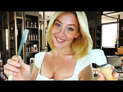 ASMR FOR MEN | The VERY CUTE Hot Towel Shave Barbershop Experience 💈