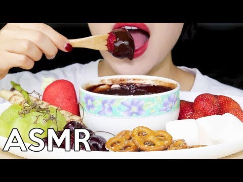 ASMR Chocolate Fondue 초콜릿퐁듀 (딸기,체리,마시멜로우,청포도,프레첼) 리얼사운드 먹방 Eating Sounds