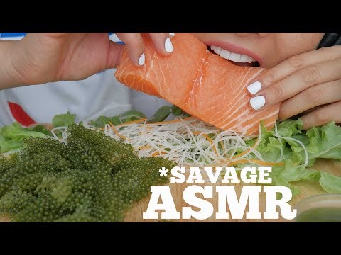 ASMR Salmon + Seagrapes (EXTREME EATING SOUNDS) NO TALKING | SAS-ASMR