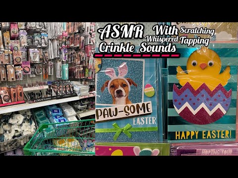 ASMR Dollar Tree Walk Through - ~CRINKLE SOUNDS~ with Whispered,tapping,scratching! & Shopping !