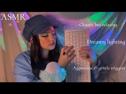 Asmr || chaotic yet relaxing,dreamy lighting,aggressive & gentle,keyboard sounds,breathy whispers