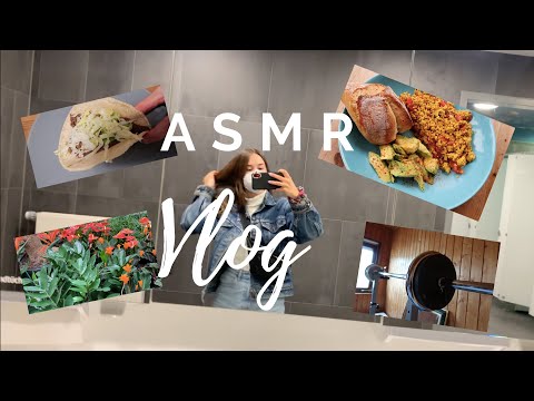 ASMR German | Vlog Part Two 🤸🏽‍♀️ Gym, Vegan Food, Plants... (english subtitle)