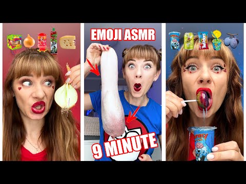 ASMR Emoji Eating Candy, Sour, Chewy Mukbang