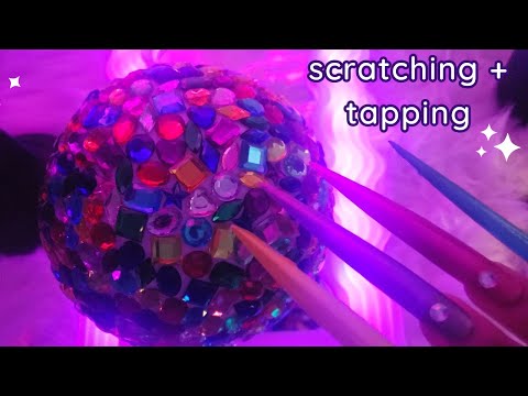 ASMR Tapping and Scratching on Gems with XXL Nails - No Talking