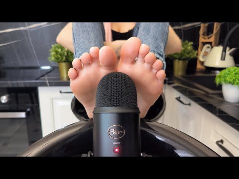 ASMR FOOT MIC TOUCHING | Feet Triggers and Tingles & Mouth Sounds
