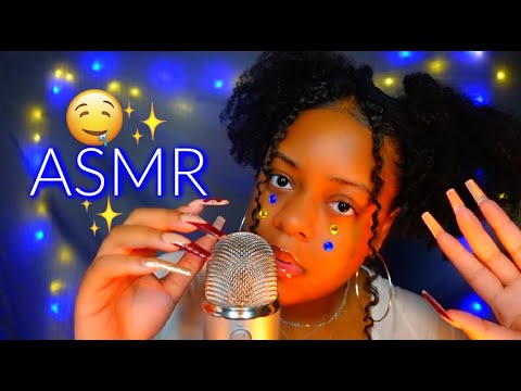 ASMR 😴🌙 - wet/sticky mouth sounds, hand movements & face touching🫶🏽✨(brain melting 🤤)✨