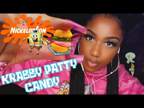 ASMR | Eating Krabby Patties + Favorite Childhood Nickelodeon Shows (Chewy  Gummy Sounds)