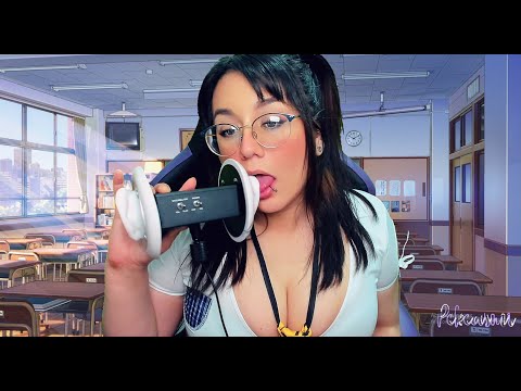 School Girl Licks your Ears💗 Tongue fluttering + Mouth sounds💦