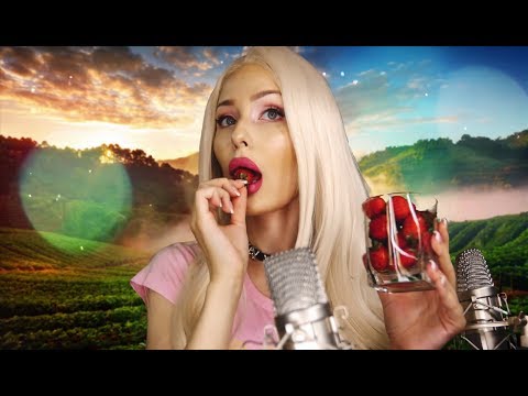 ASMR Strawberry eating \ Tapping \ Mouth Sounds \ Glass.
