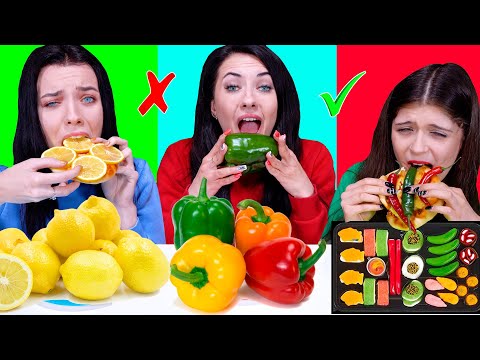 ASMR Sweet vs Spicy vs Sour Food Challenge By LiLibu #2