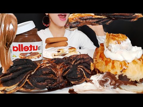 ASMR Bueno Lava Homemade Pie, Lava Nutella Crepes MUKBANG (Real Eating Sounds)