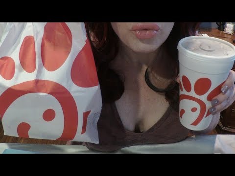 ASMR Chick Fil A Eating Show with Whispered Ramble.