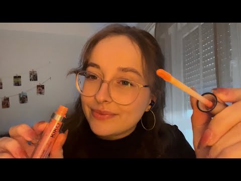 ASMR lipgloss pumping, application and mouth sounds