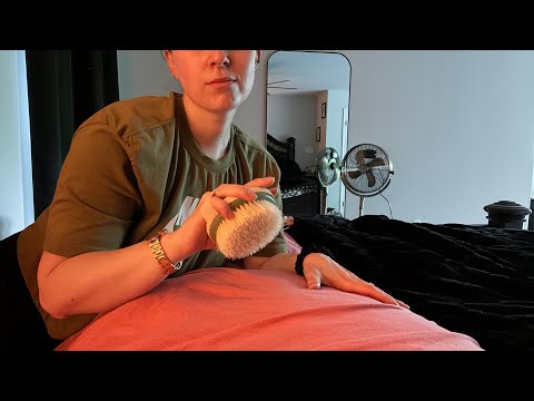 ASMR Massage Role Play (scratching, fabric, brushing, writing sounds)
