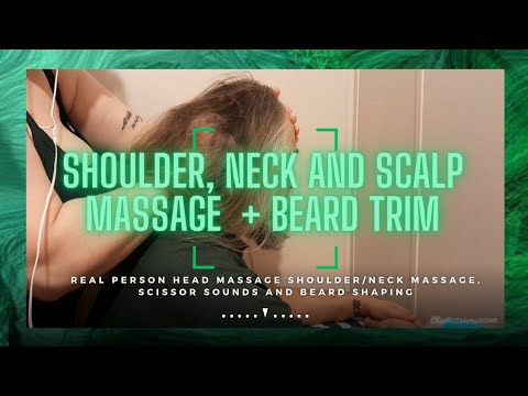 ASMR Scalp Massage + Scissor Cut Beard Trim (Real Person & Female Barber) 🖤