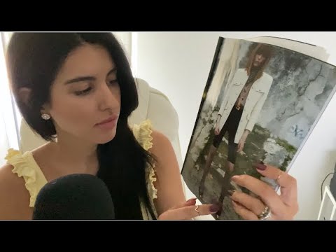 🍬 ASMR Gum Chewing and Showing You a Magazine - Page Turning w/ Commentary (Whispered) 🍬