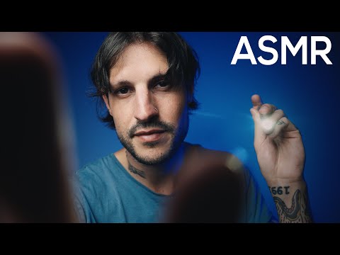 ASMR (Whispering) Close Up Touching with Natural Mouth Sounds + Light Triggers