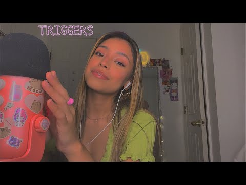 asmr triggers to help you fall asleep🌙|mic brushing & rubbing/tapping+shhhh/relax trigger words