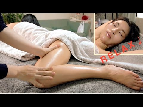 【ASMR】疲労回復☆太もも、ふくらはぎのオイルマッサージ／Japanese Foot & Leg Massage
