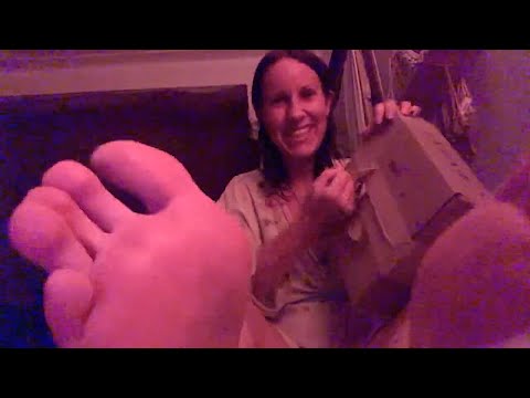 ASMR Opening a Package Barefeet