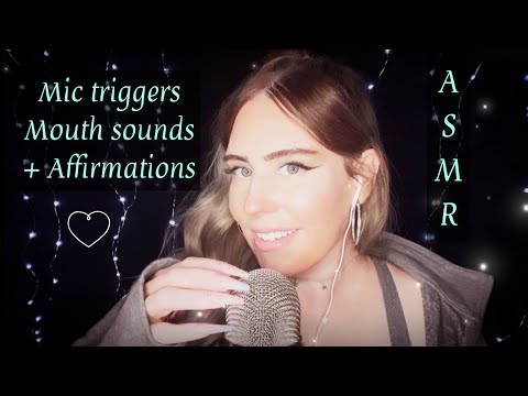 ASMR✨Mic scratching(bare & w/ covers), mouth sounds, positive affirmations, mic brushing, slime etc✨