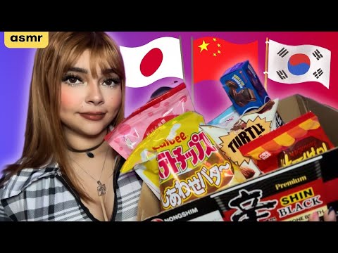 ASMR Spanglish l trying Asian snacks 🍣