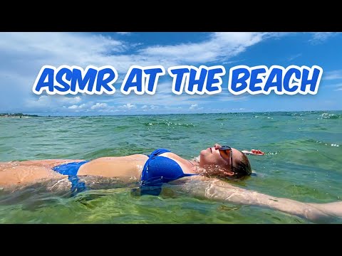 ASMR ON THE BEACH, Sun tan Lotion Application, Ocean Swimming and MORE