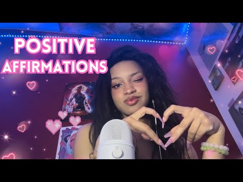ASMR Positive Affirmations to Sleep Happy💗Personal Attention, Mouth Sounds, Long Nail Tapping