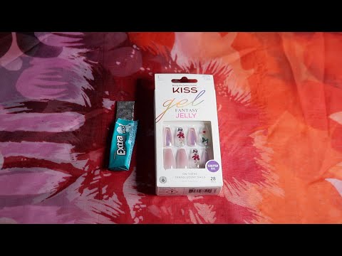 BUTTERFLY JELLY GEL PRESS ON NAILS ASMR CHEWING GUM SOUNDS
