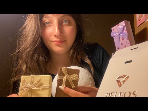 Asmr birthday haul💚(tapping, super relaxing, chit-chat, mouth sounds, unboxing)