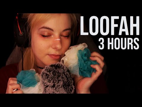 ASMR 3 HOURS Loofah Sounds for Deep Sleep and Relaxation - fluffy mic, no talking