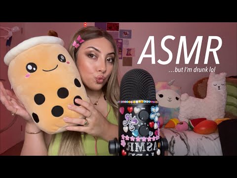 ASMR but I’m drunk 🤪 ~I’m a lil tipsy ft. random triggers, rambling, chewing gum~ | Whispered