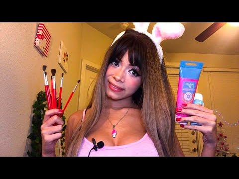 asmr rude girl paints your face🎨(brushing, painting sounds)