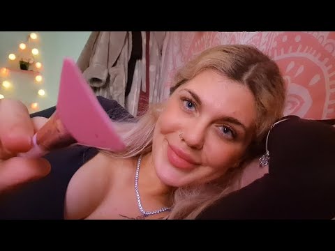 ASMR / Comforting personal attention 💤 Face massage, fluffy mic, tucking you in 💙