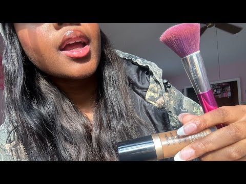 ASMR tapping and doing ur makeup rushed